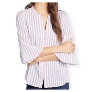 ModCloth Professional Pizzaz Striped Bell Sleeve Button Up Blouse Top XXS NWT